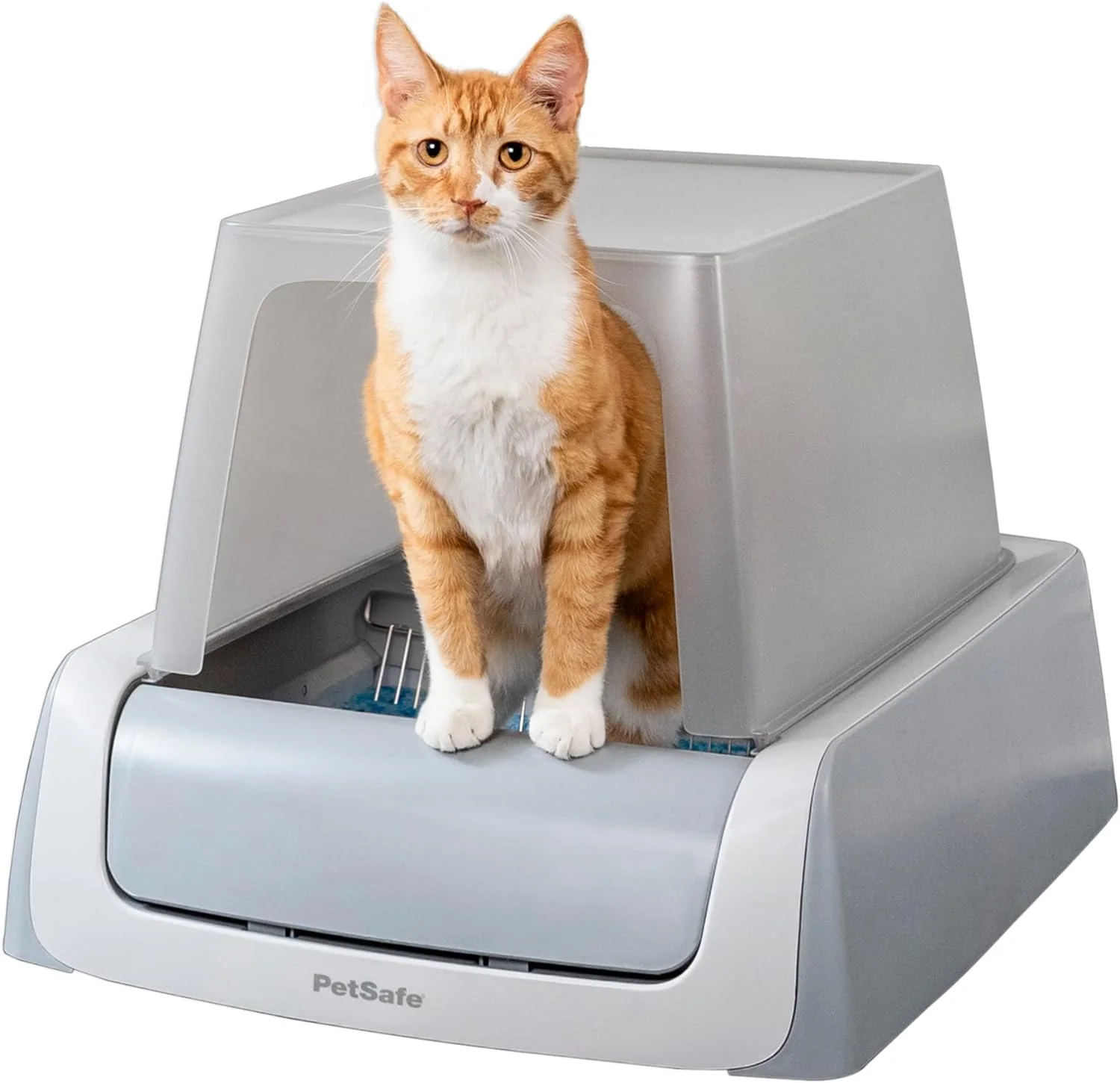 ScoopFree Crystal Pro Self Cleaning Litter Box, Automatic Cat Litter Box - Comes with 1 Disposable Crystal Litter Tray (Grey, Uncovered)