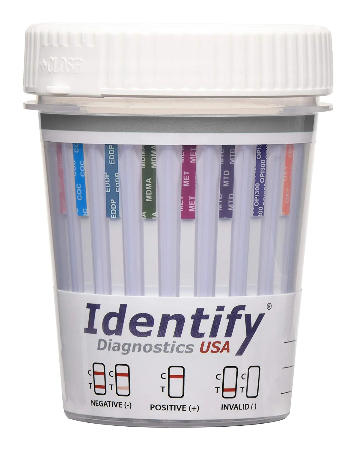 5 Pack Identify Diagnostics USA 14 Panel Drug Test Cup with 6 Adulterations - Made in USA - AMP, BAR, BZO, BUP, COC, MDMA, THC50, MTD, EDDP, MET, OPI, OXY, PCP, TCA ID-US14-ADULT (5)