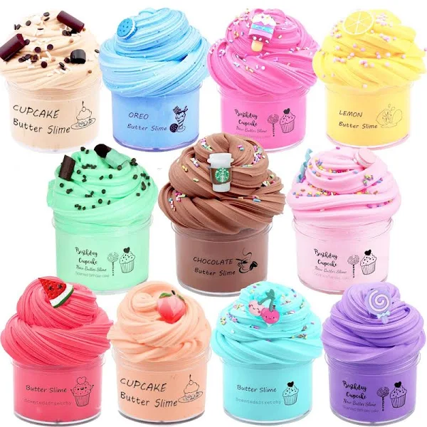 HFCHUPIN Butter Slime Kit for Girls and Boys 11pack with Scent,Stretchy and Non-Sticky,Stress Relief Toy,Birthday Gift and Party Favors