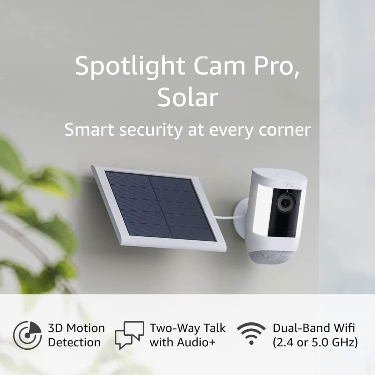 Ring Spotlight Cam Pro, Solar | 3D Motion Detection, Two-Way Talk with Audio+, and Dual-Band Wifi (2022 release) – White