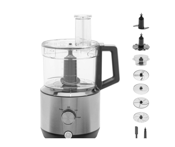 12-Cup Stainless Steel Food Processor with 3 Variable Speeds
