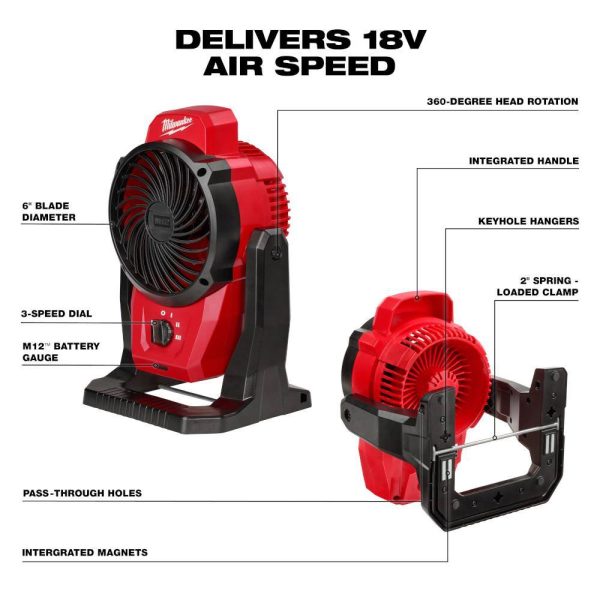 0820-20 M12 12-Volt Lithium-Ion Cordless Jobsite Fan (Tool-Only)