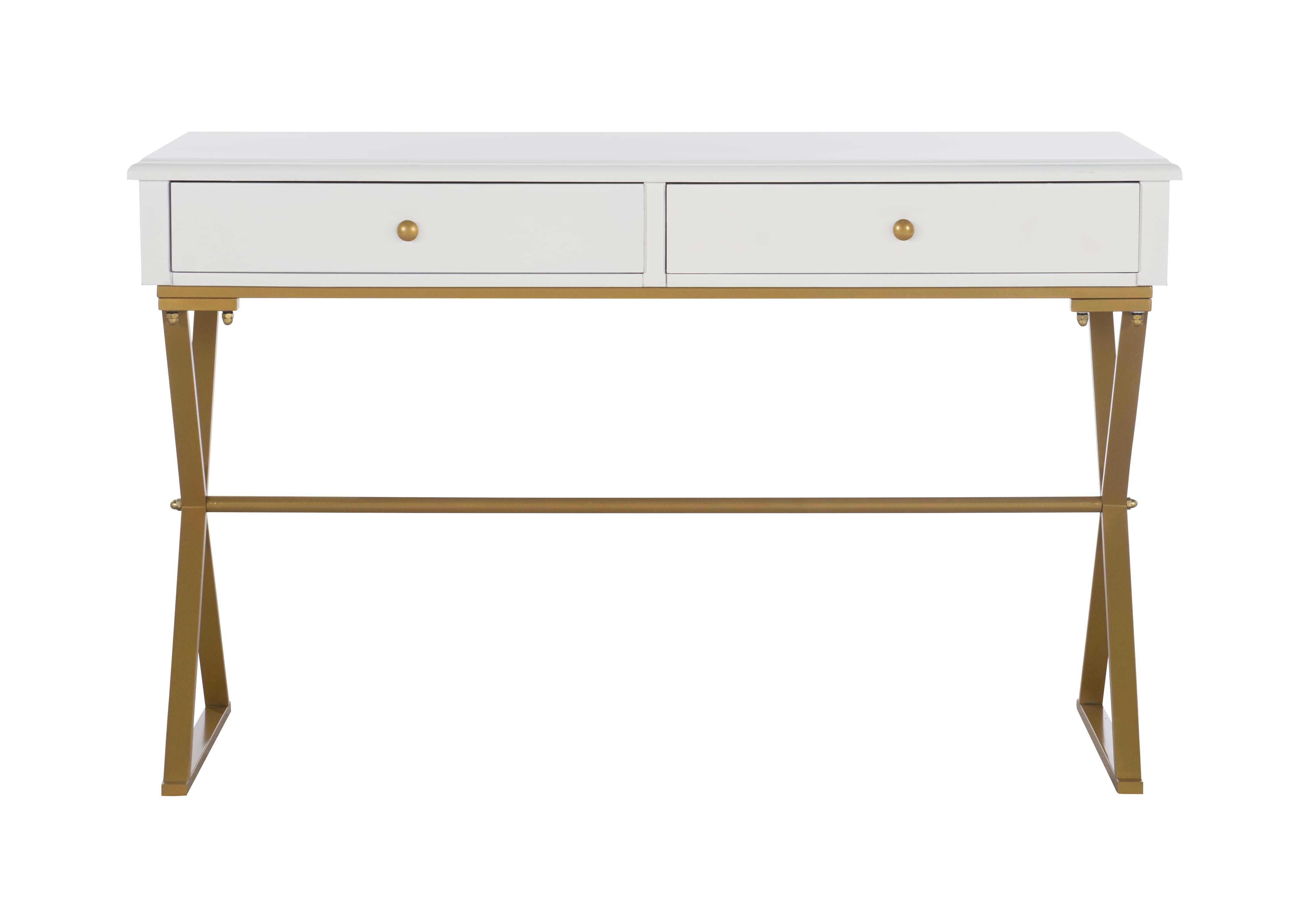 Linon Two-Drawer Campaign Desk, Multiple Finishes