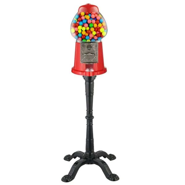 15 in. Vintage Red Gumball Machine Bank with Stand