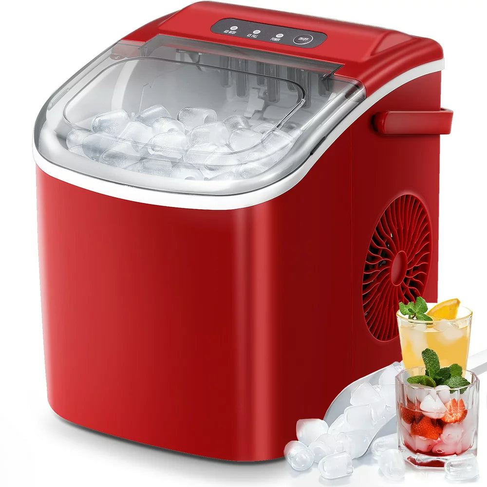 KISSAIR Portable Countertop Ice Maker, 26 lbs/24H, Quick 9 Cubes in 6 Mins, Self-Cleaning, Compact Design