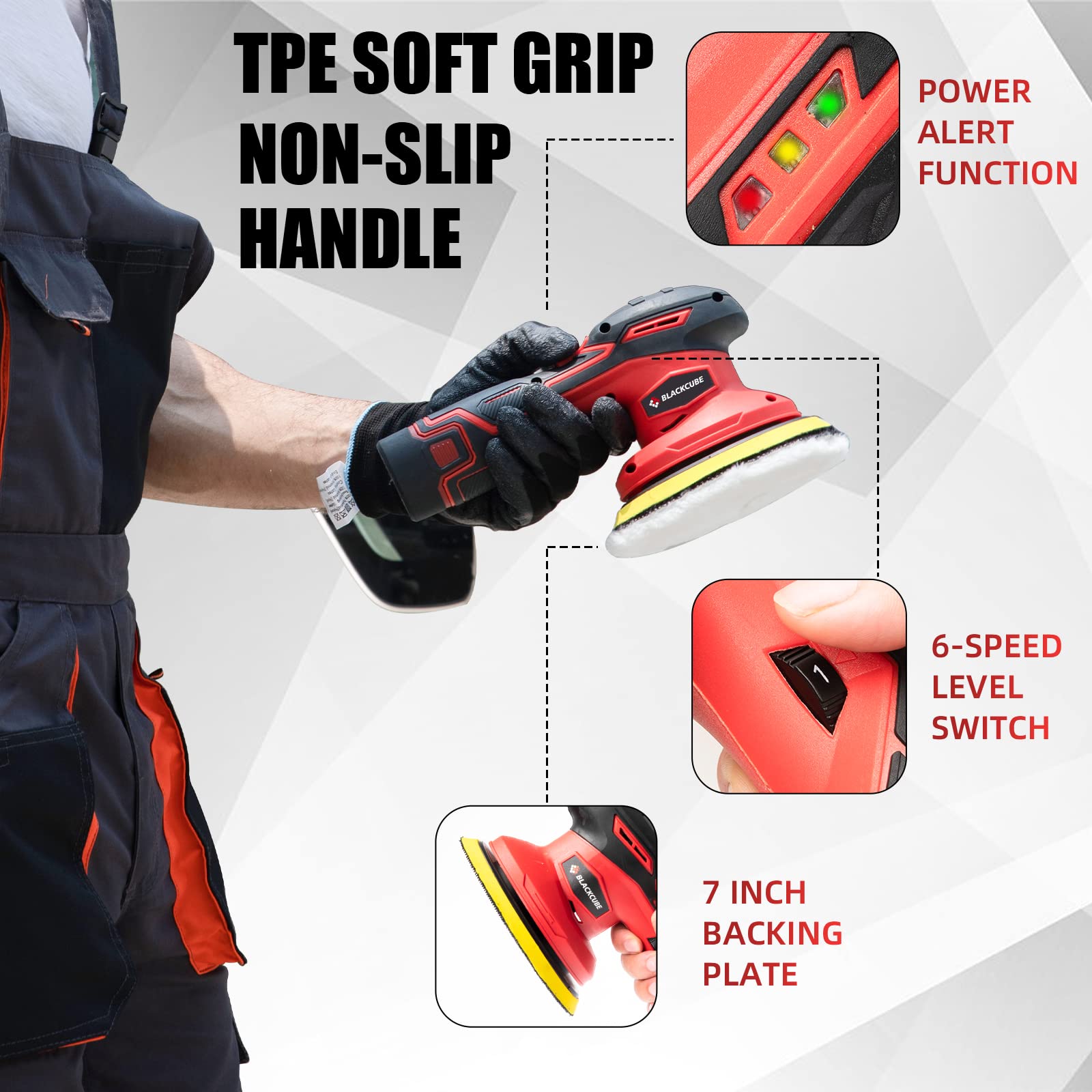 BLACKCUBE Cordless Polisher Lithium Ion Rechargeable