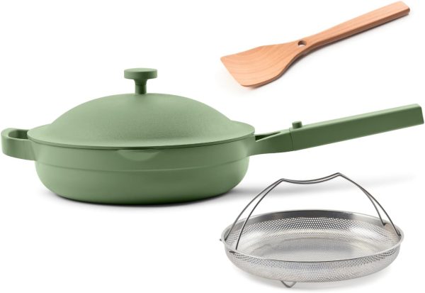 10.5-Inch Ceramic Nonstick Skillet Pan, Toxin-Free with Stainless Steel Handle, Oven Safe Sage