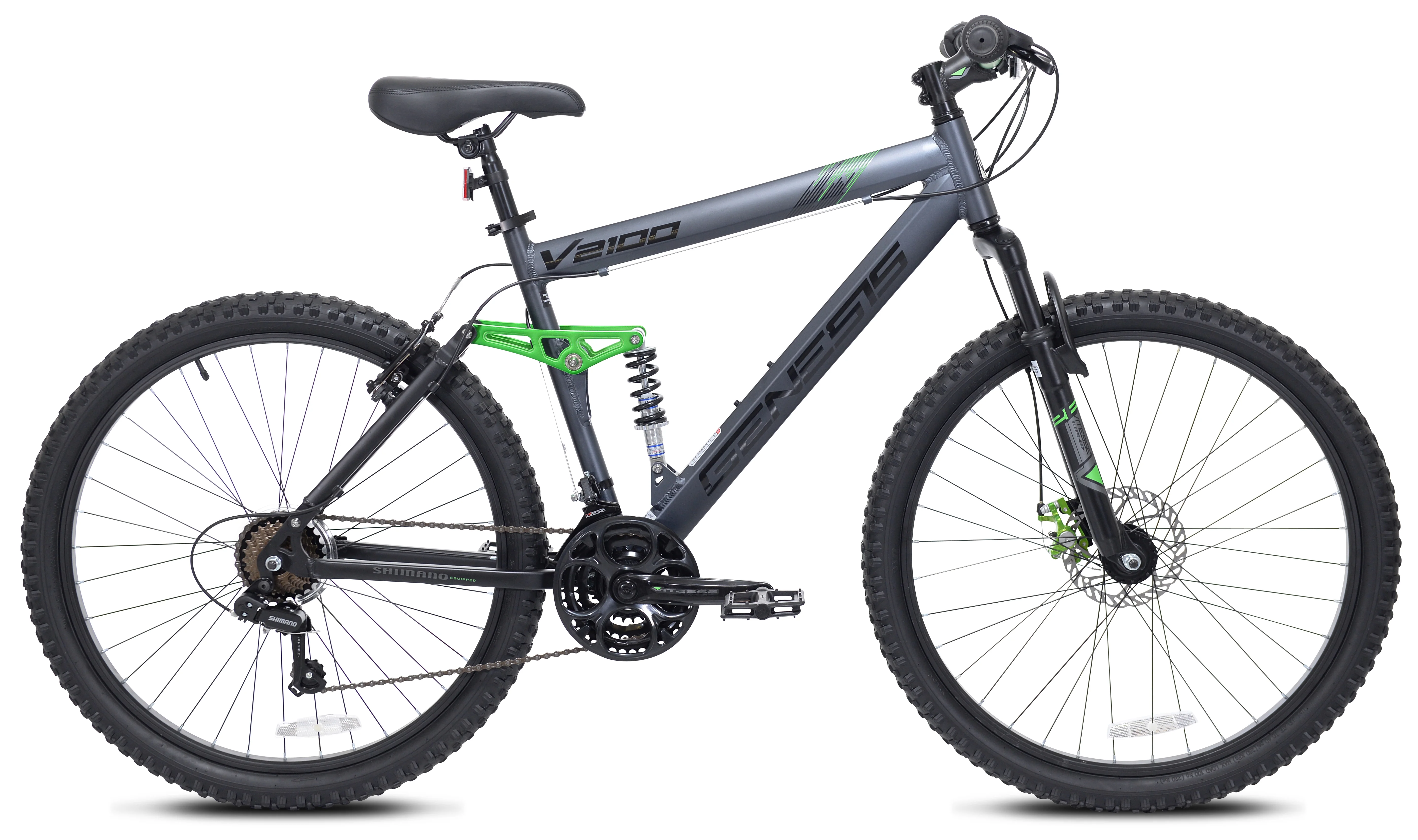 Genesis 26′′ V2100 Men’s Dual Suspension Mountain Bike, Slate Gray