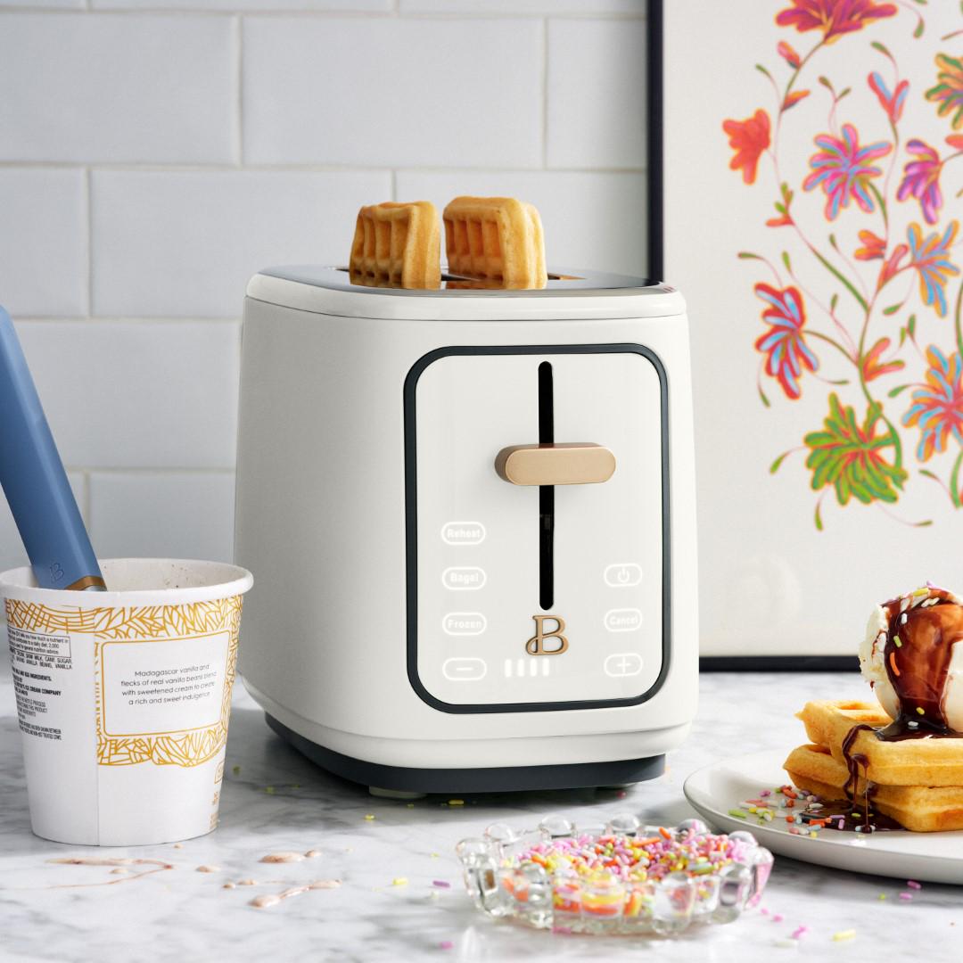 Beautiful 2 Slice Touchscreen Toaster, White Icing by Drew Barrymore