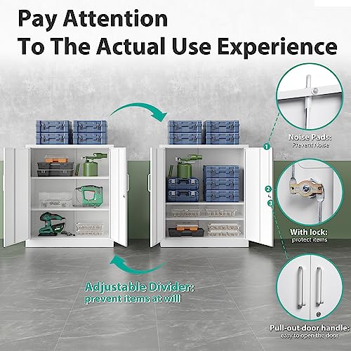 SISESOL Steel Storage Cabinet Office Cabinet with Shelves and 2 Doors, Metal Storage Cabinet Locking Steel Storage Cabinet,Locker Steel Counter