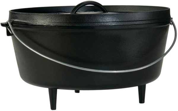 10 Quart Pre-Seasoned Cast Iron Camp Dutch Oven with Lid Dual Handles Use in the Oven, on the Stove, on the Grill or over the Campfire Black