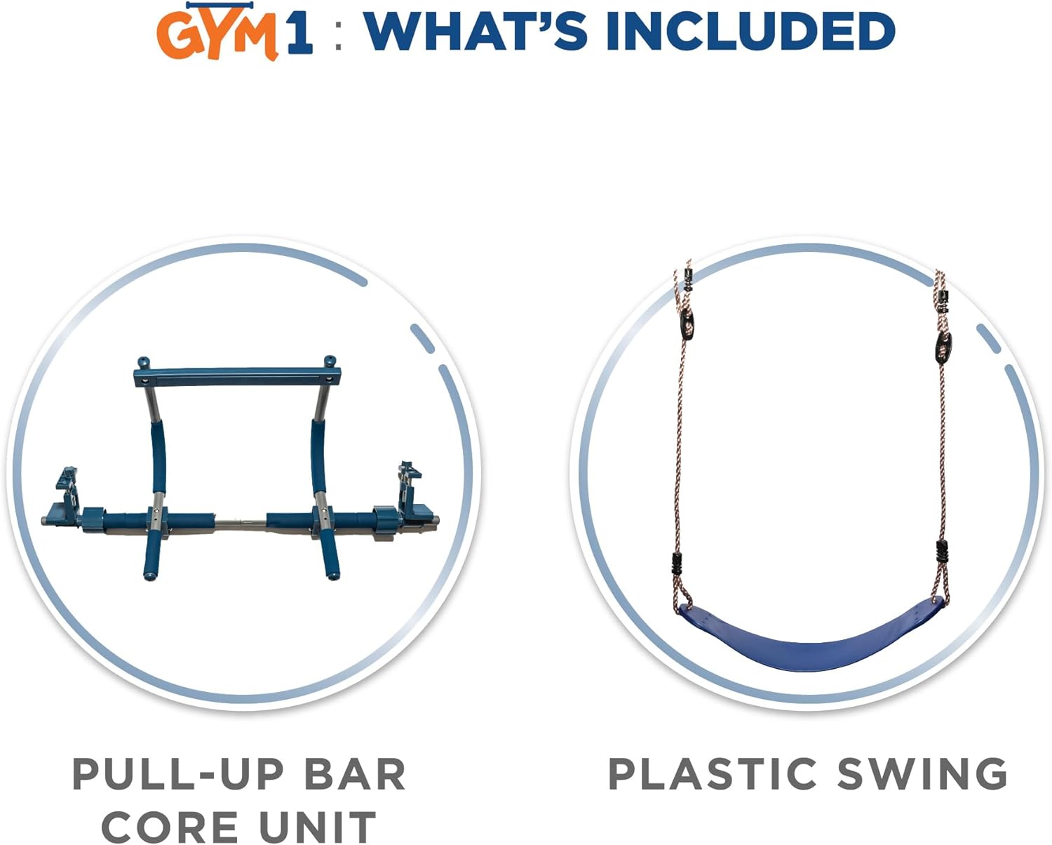 PIPG Indoor Doorway Gym for Kids & Adults – Blue, Alloy Steel, Includes Pull-Up Bar, Rings, Trapeze, Ladder, Rope, Sensory Swing, 300 lbs Capacity