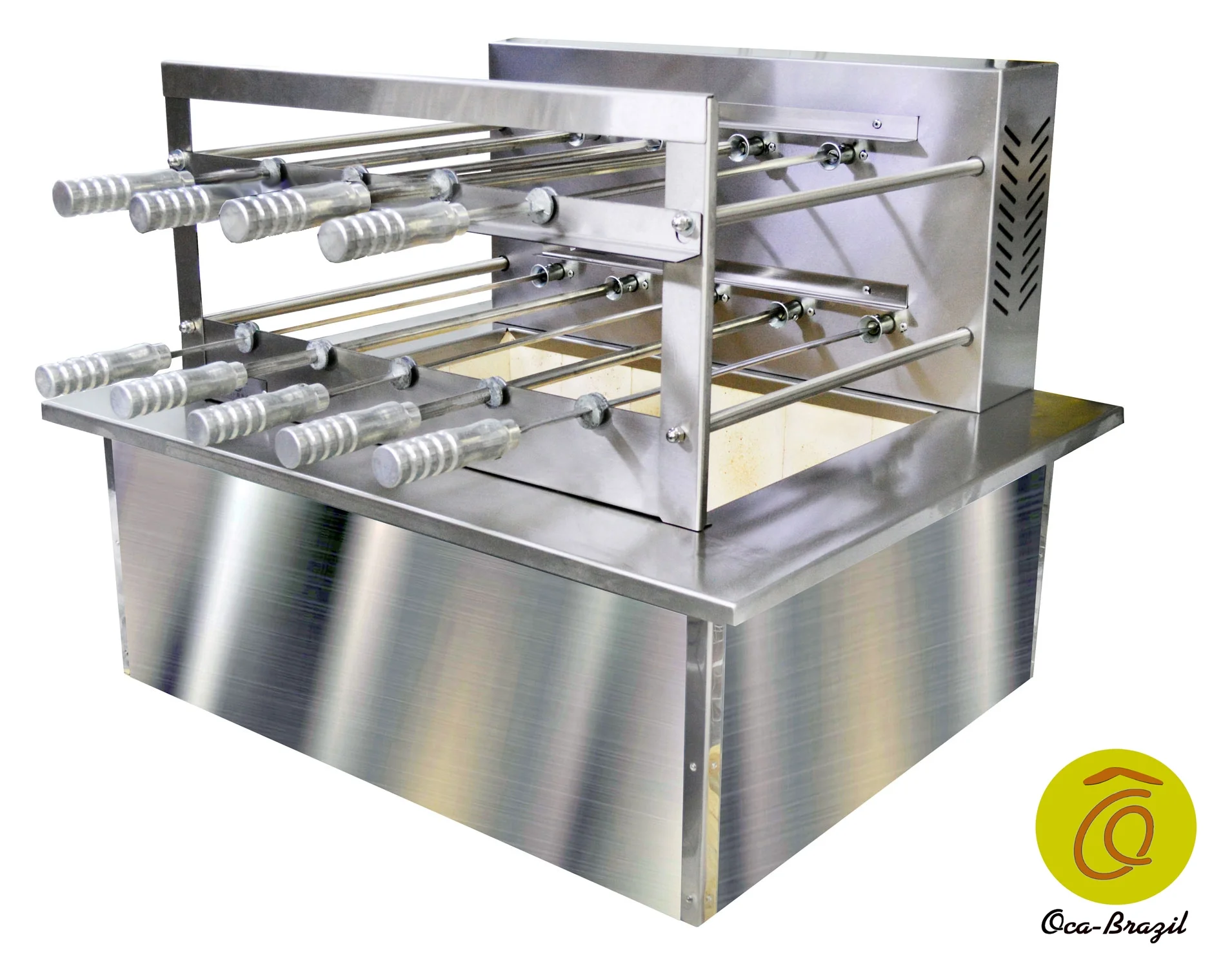 Brazilian BBQ Charcoal Grill with Firebox – 9 Skewers – Oca-Brazil