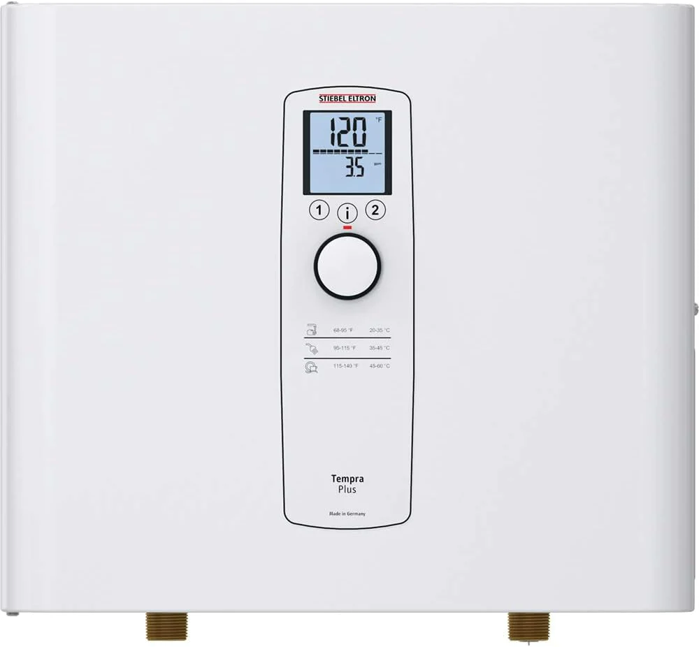 Stiebel Eltron Tempra 29 Plus Electric Tankless Water Heater, 28.8KW, White, LED Display, Space-Saving Design