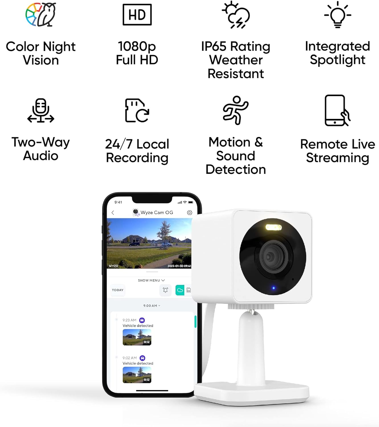 Wyze – Cam OG Indoor/Outdoor Wired 1080p Security Camera – Black
