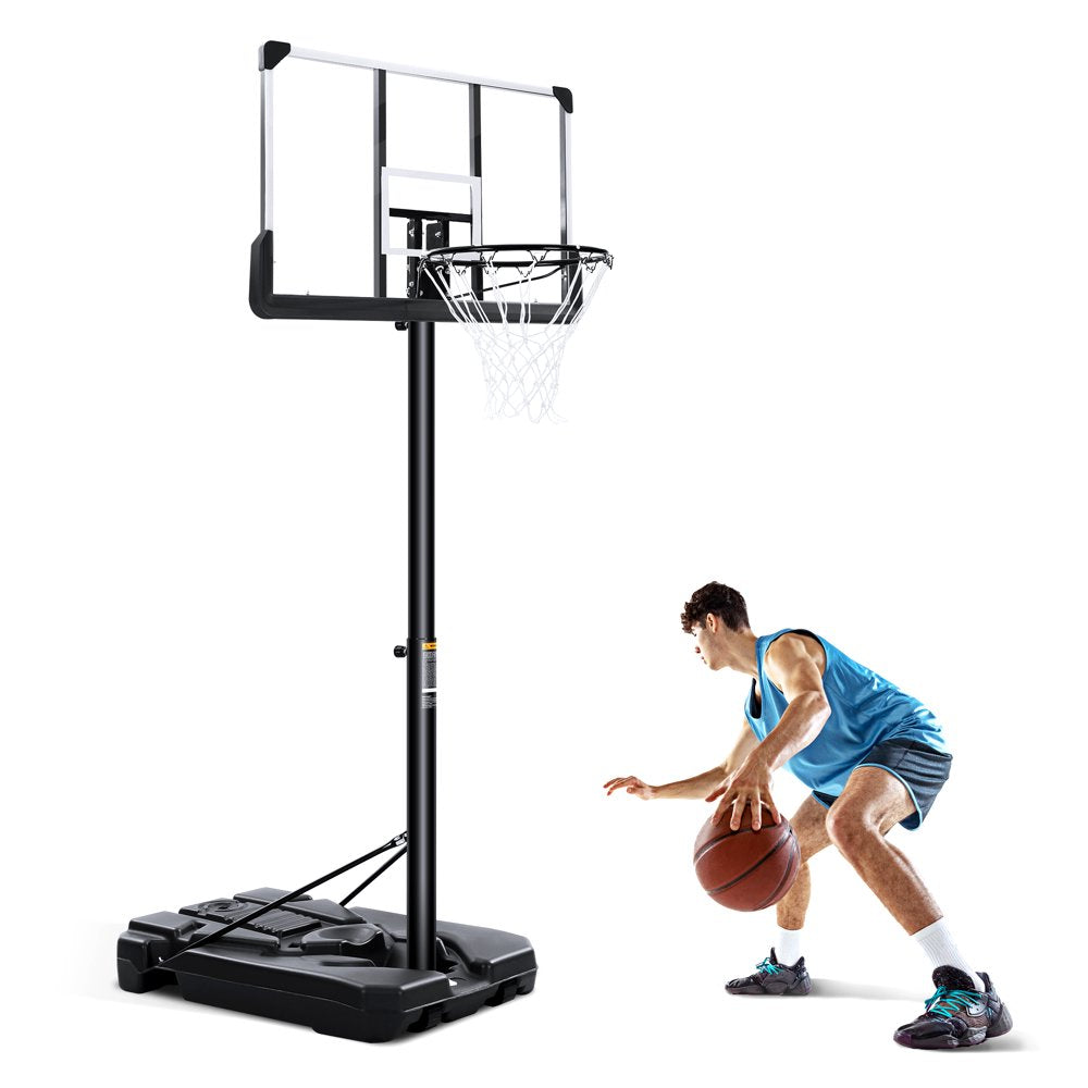 MARNUR 44′′ Portable Basketball Hoop, Adjustable Height 7.6-10 ft, Shatterproof Backboard, Outdoor Sports Equipment
