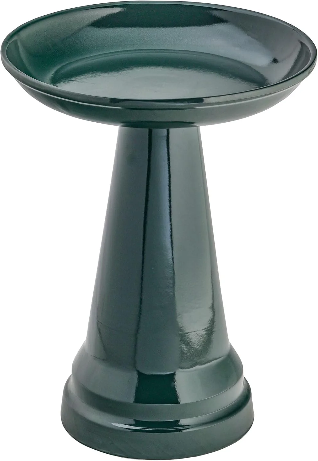 Birds Choice Ohio Stoneware Bird Bath, Summer Green - Pedestal Bird Bath in Weather Resistant Ceramic Clay - Garden Décor, Outdoor Décor & Patio Décor, Made in USA, 22