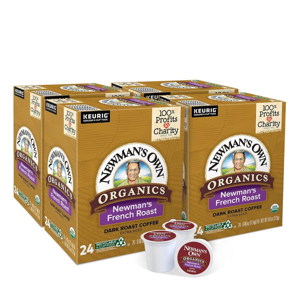 Newman’s Own Organics French Roast Dark Coffee K-Cup Pods, 96 Count, USDA Organic, Keurig Compatible