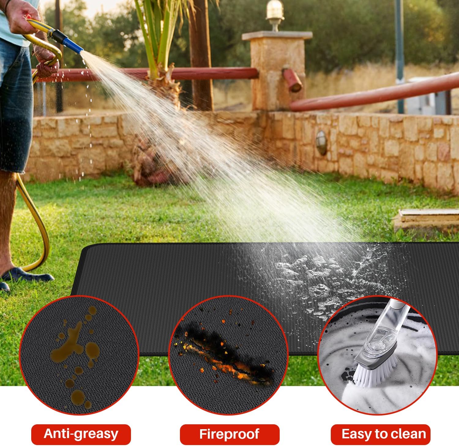 Large 60 x 40 Inch Under Grill Mat for Outdoor Grill Deck Protector, Double-Sided Fireproof Grill Pad