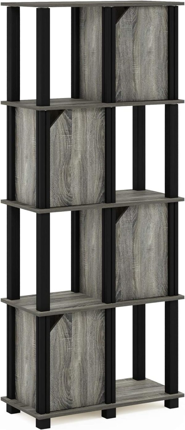 19211GYWBK Brahms Storage Shelf, 5-Tier, French Oak Grey/Black