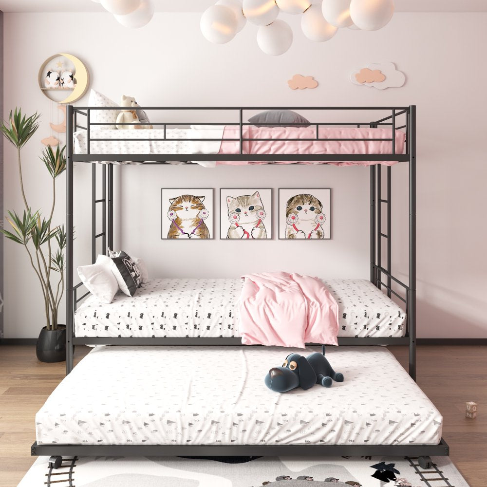 Segmart Metal Twin Bunk Beds with Trundle Bed for Kids Adults Teens
