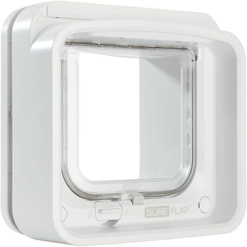 SureFlap Microchip Pet Door, Small, White – App-Controlled Flap for Cats & Small Dogs, Requires Hub, 6 11/16′′ x 7′′ Opening