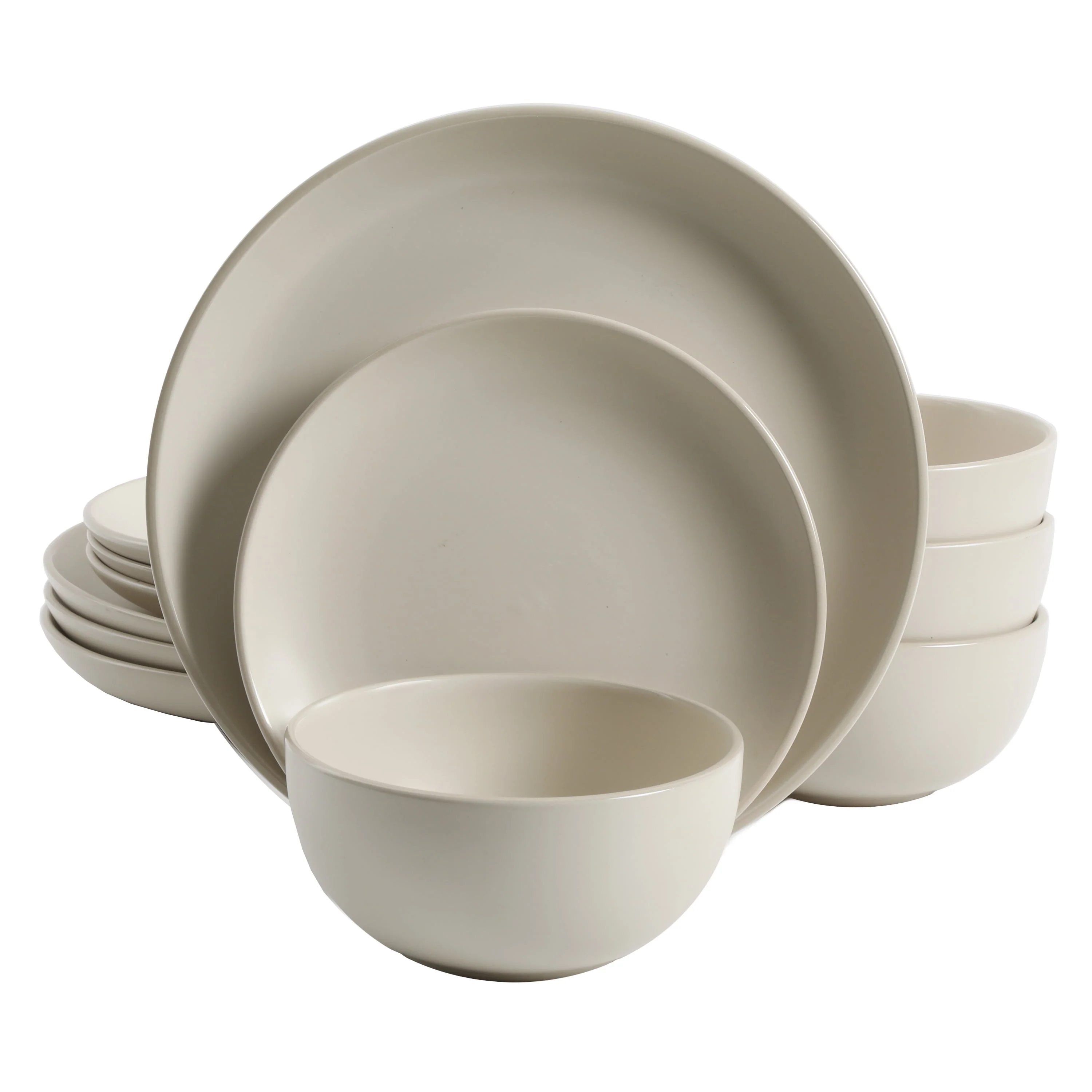 Better Homes & Gardens Zuri Matte 12-Piece Dinnerware Set, Cream