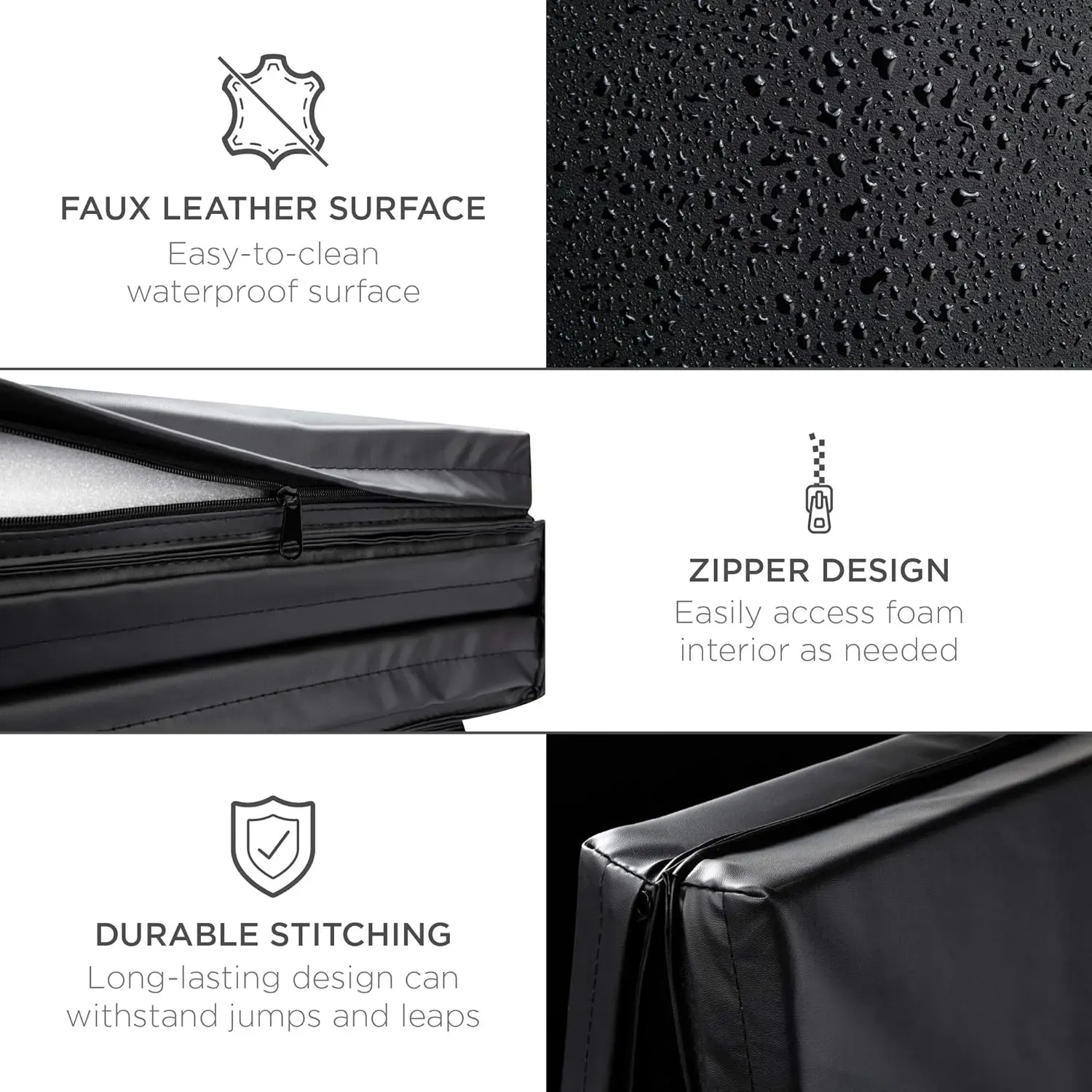 10ftx4ftx2in Folding Gym Mat 4-Panel Exercise Gymnastics Aerobics Workout Fitness Floor Mats w/Carrying Handles