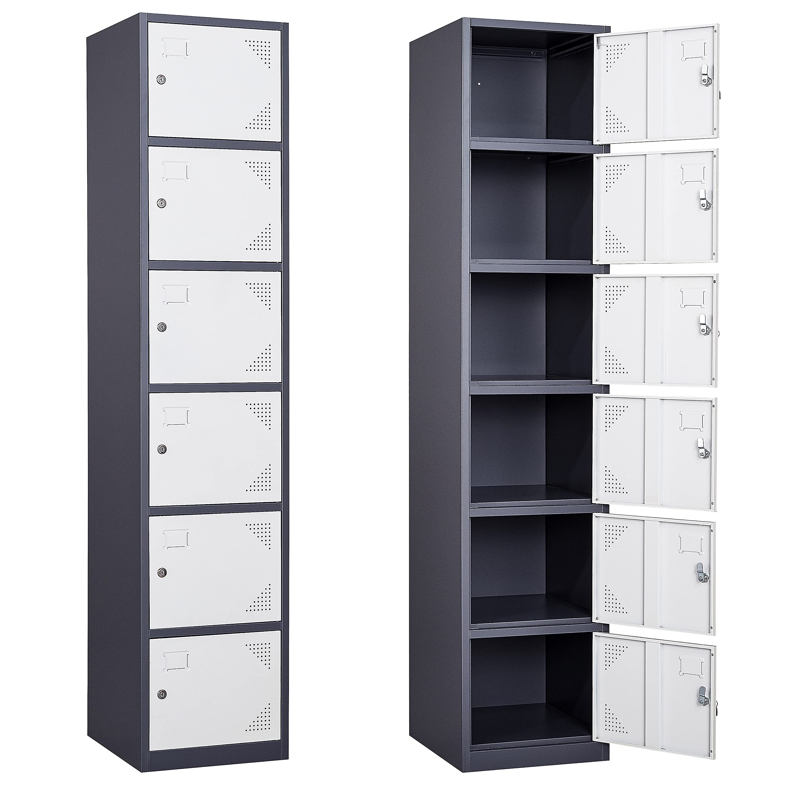 SISESOL Metal Locker Storage Cabinet with Doors and Shelves Metal Lockers with 6 Doors,71