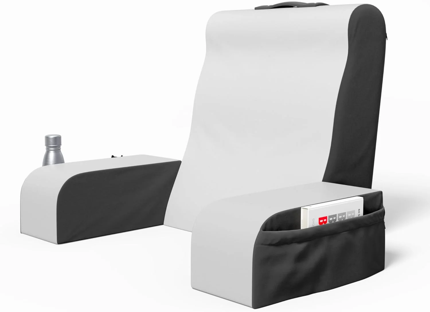 Kolbs Reading Pillow | Full Support for Comfort Solid Foam | Back Pillow for Bed Sitting Up TV Book Gaming Pillow - Back Support Pillow for Bed Backrest Bed Chair with Arms (Grey/White, Tall)