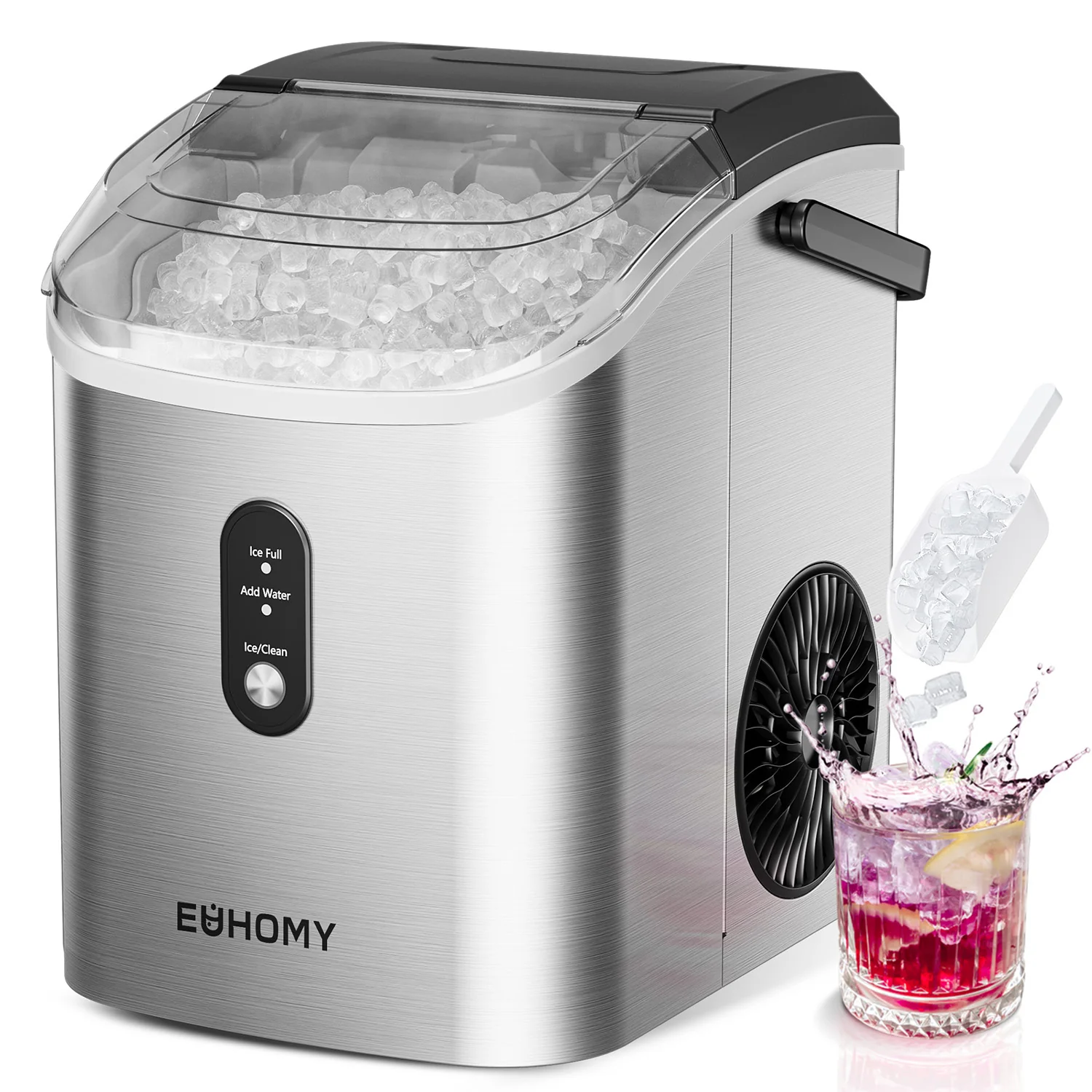 EUHOMY Portable Nugget Ice Maker Countertop Auto-Cleaning Sonic