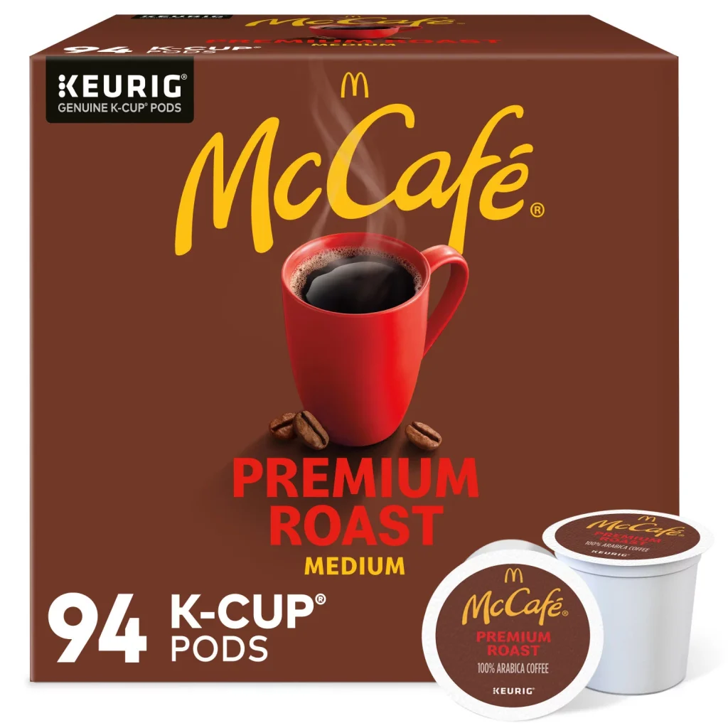 McCafe Premium Roast Coffee Pods, 94 Count – 100% Arabica, Compatible with Keurig Brewers