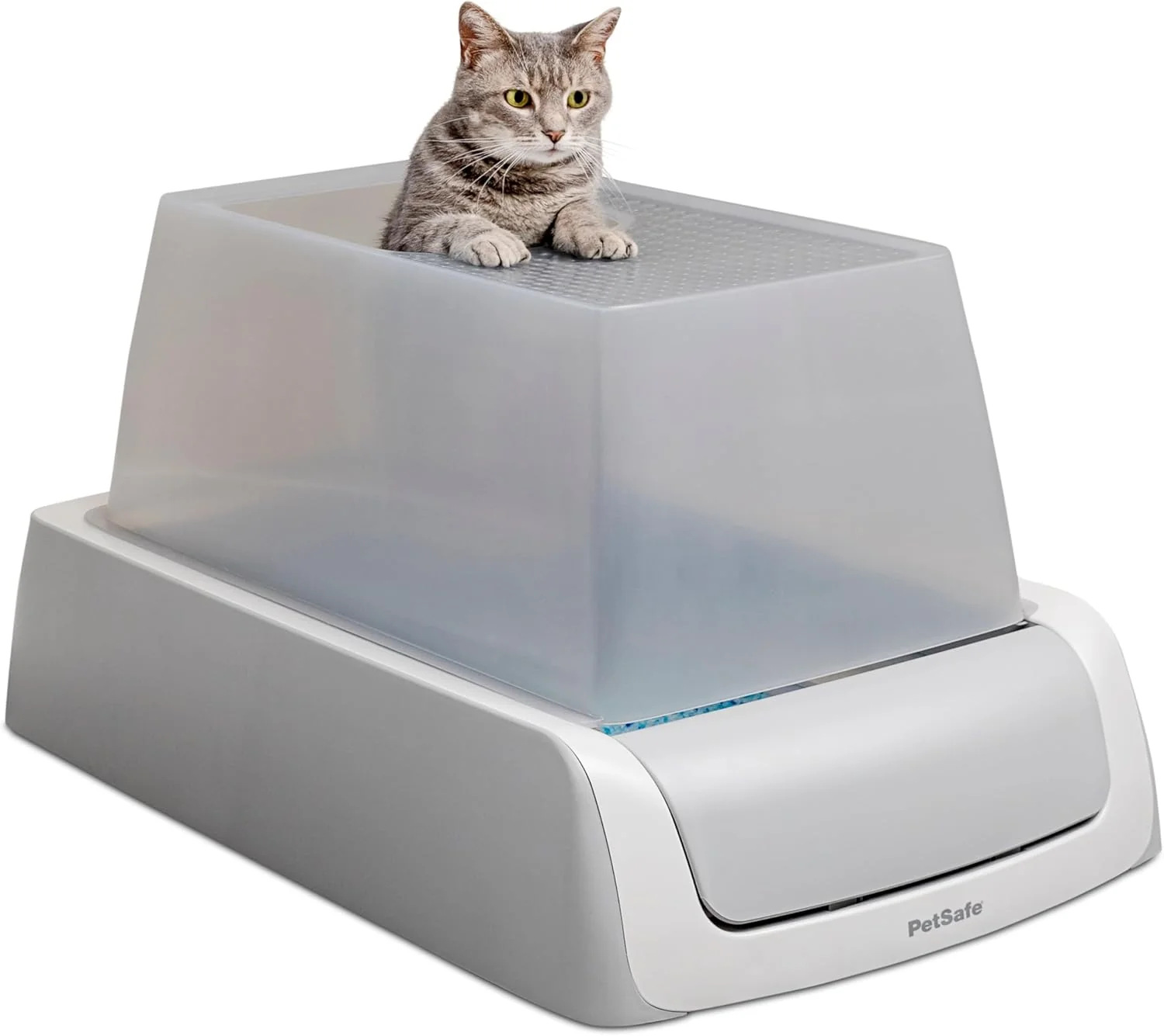 ScoopFree Crystal Pro Self Cleaning Litter Box, Automatic Cat Litter Box - Comes with 1 Disposable Crystal Litter Tray (Grey, Uncovered)