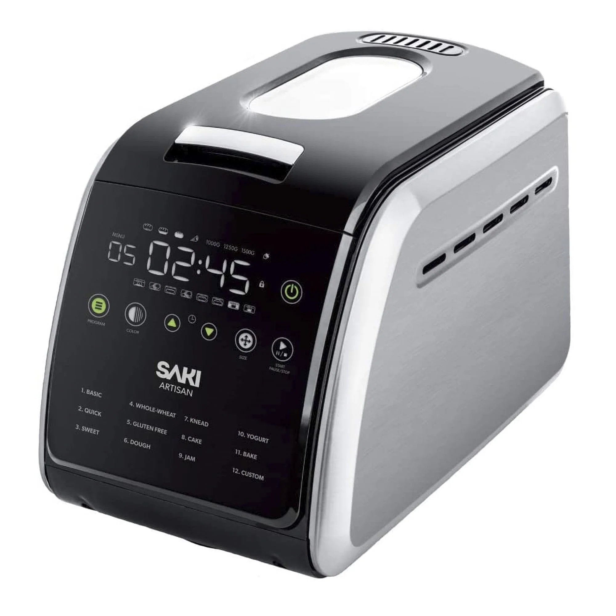 Saki 12-In-1 Programmable Bread Machine with Digital Touch Control Panel