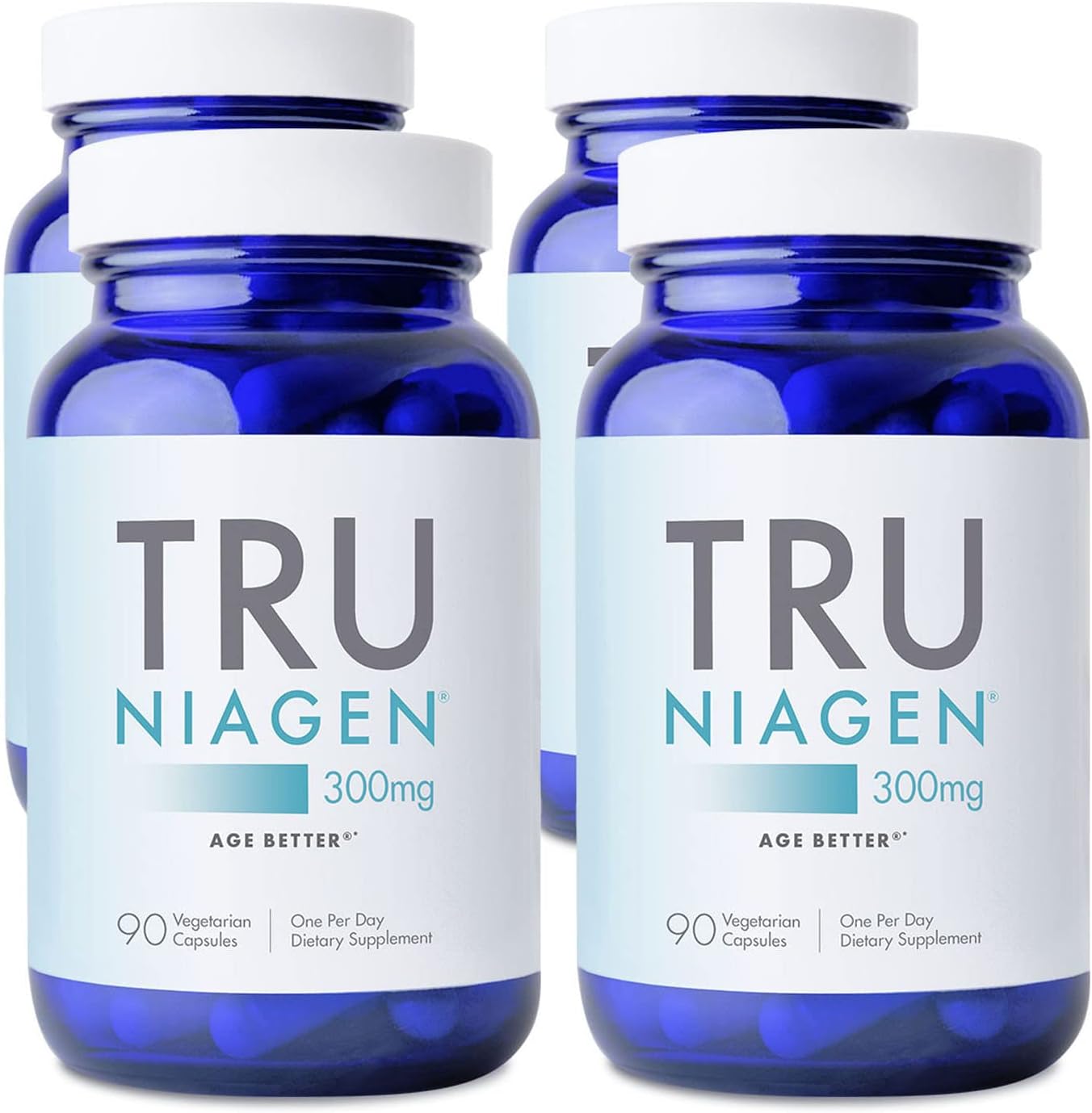 TRU NIAGEN Patented Nicotinamide Riboside NAD+ Supplement | NR Supports Cellular Energy90 Capsules (Pack of 4)