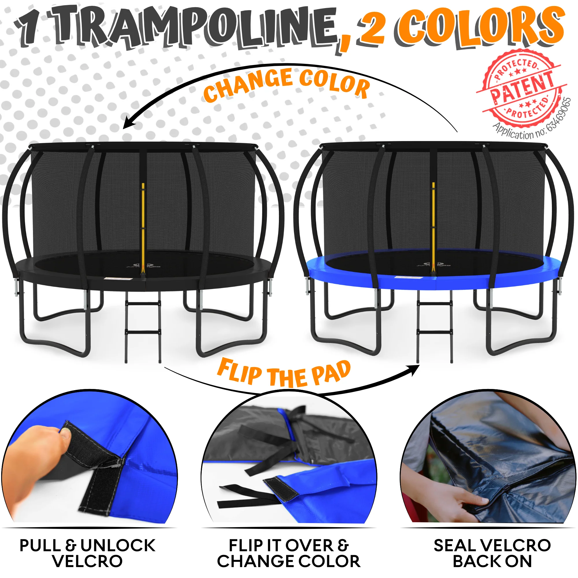 Jumpzylla 14FT Trampoline with Enclosure & Double Color Pad Cover