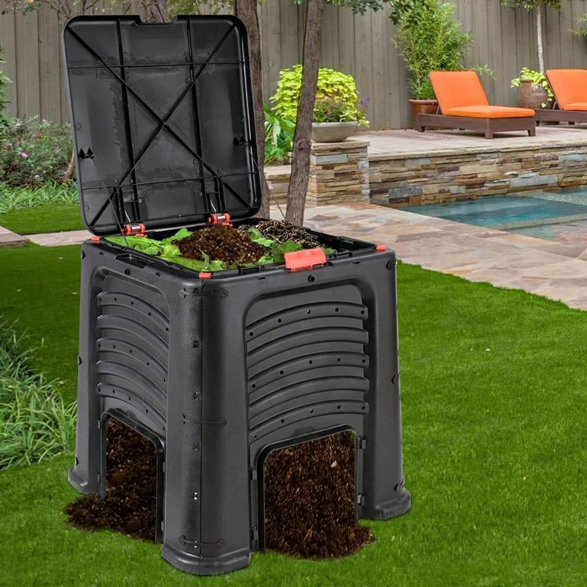 CompoMaster 115 Gallon Garden Compost Bin – Durable Outdoor Fertilizer Barrel for Grass & Food Waste