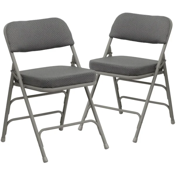 2-Pack Gray Fabric/Gray Frame Standard Folding Chair with Padded Seat (Indoor)