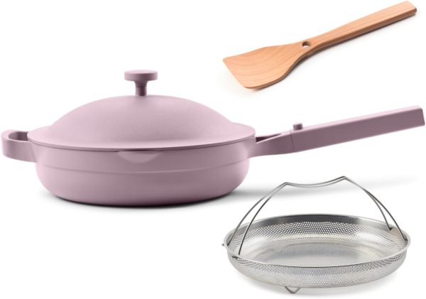 10.5-Inch Ceramic Nonstick Skillet Pan, Toxin-Free with Stainless Steel Handle, Oven Safe Lavender
