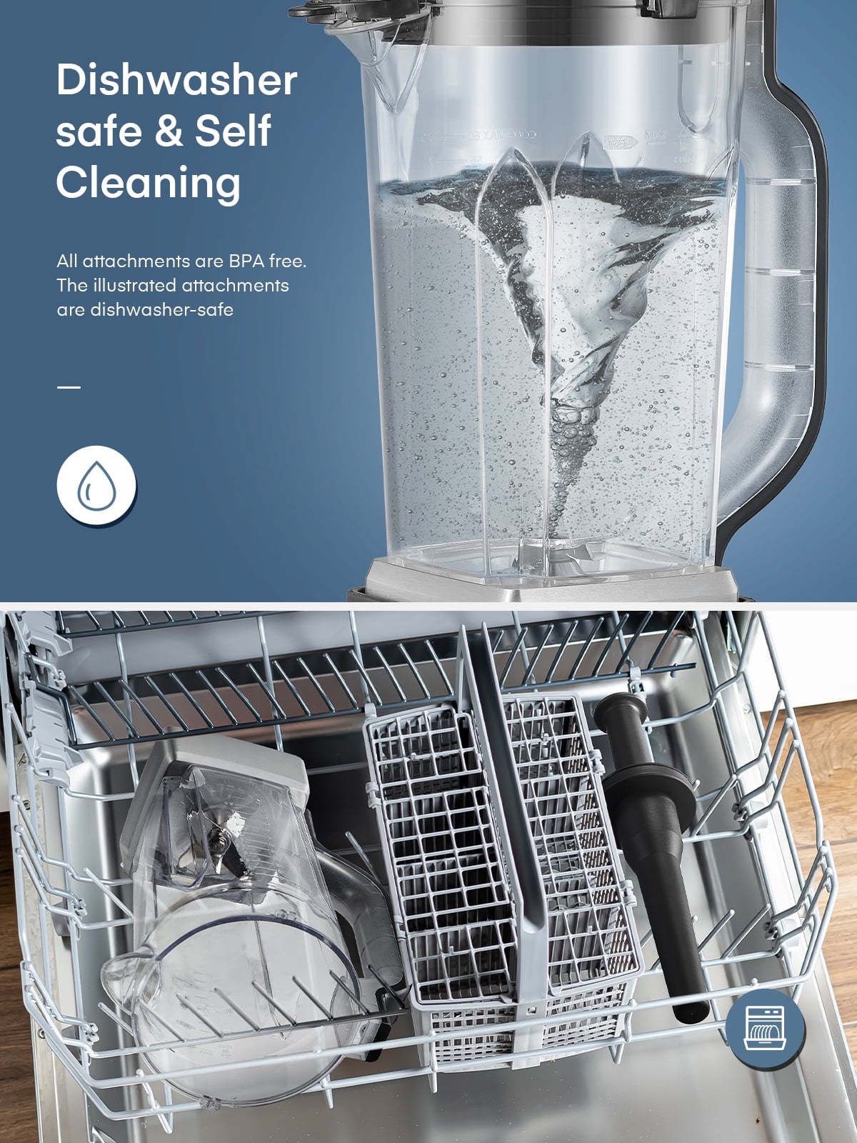 Professional Countertop Blender, 1200W(Max 2200W) High Power Crushing Ice, Veggies, Shakes, 60 oz