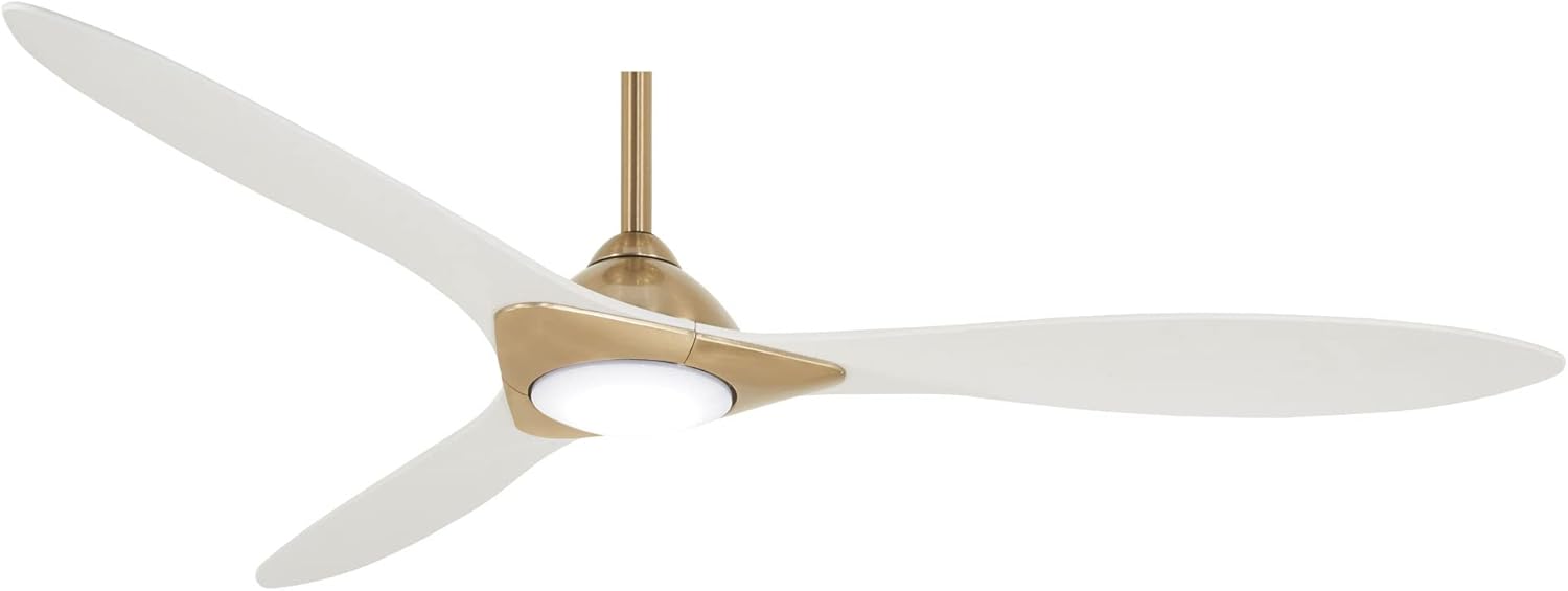 Minka-Aire Sleek 60′′ Ceiling Fan, Soft Brass/White, LED, Smart Remote/App Control, Energy Star Certified