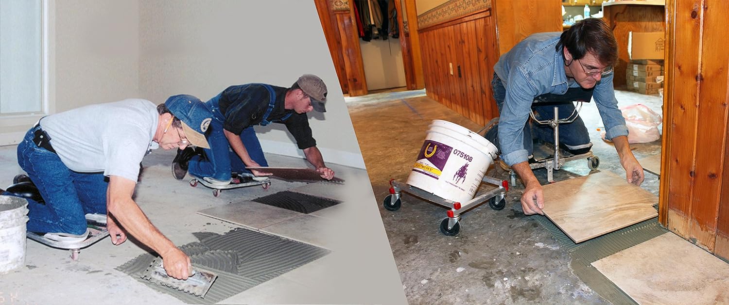 RAC-A-TAC Rolling Knee Pads with 3′′ Casters & Chest Support, Black – Lightweight Aluminum Frame, Tool Tray Included