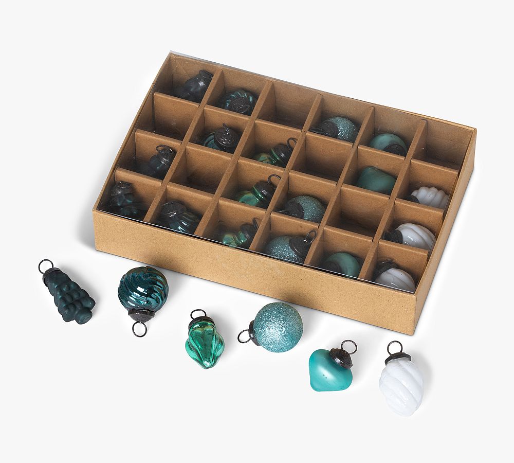 Mini Vintage Teal Ornaments - Set of 24  sgtnighsdesigns