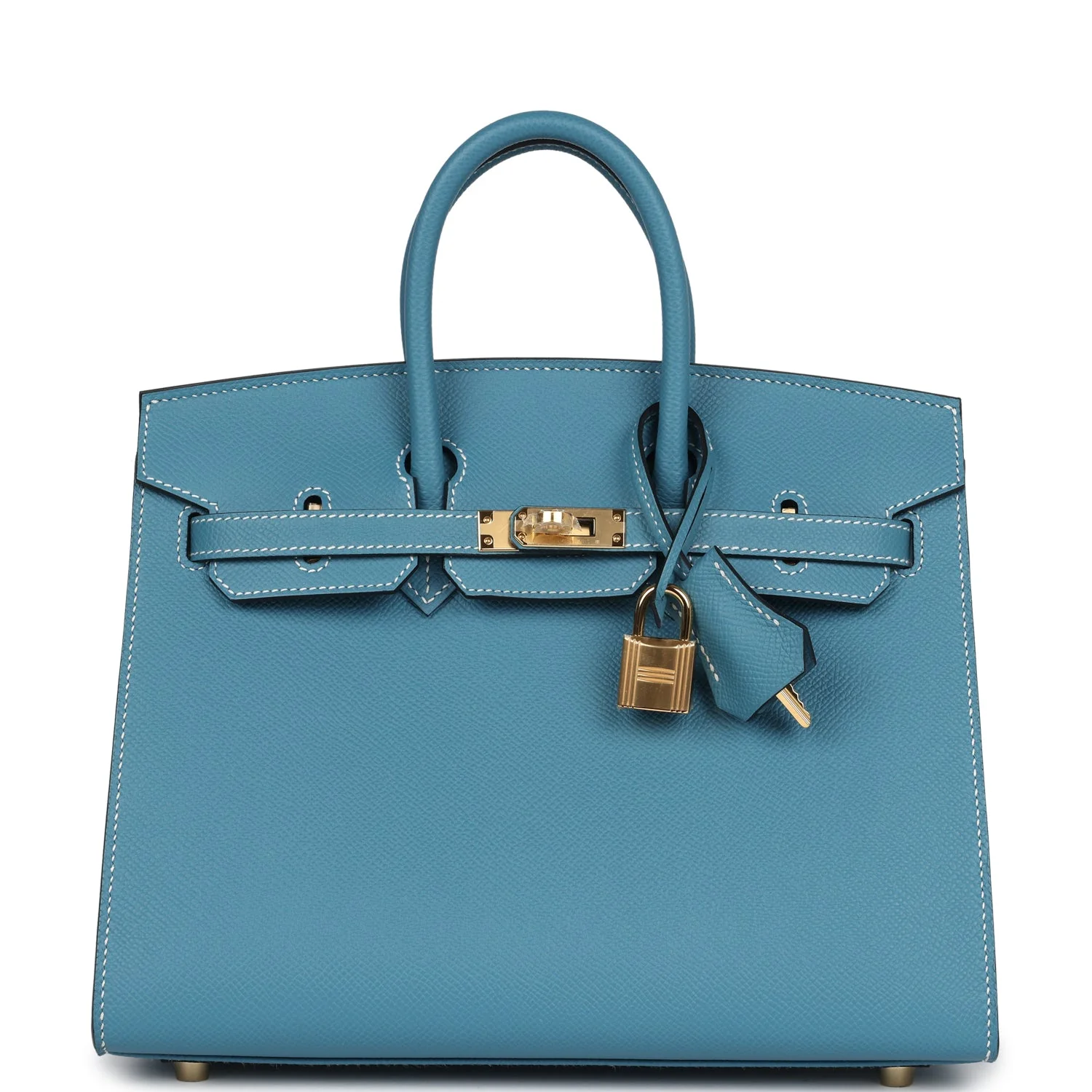 Replicate Hermes Birkin Sellier 25 Blue Jean Epsom Gold Hardware(1:1 replica)