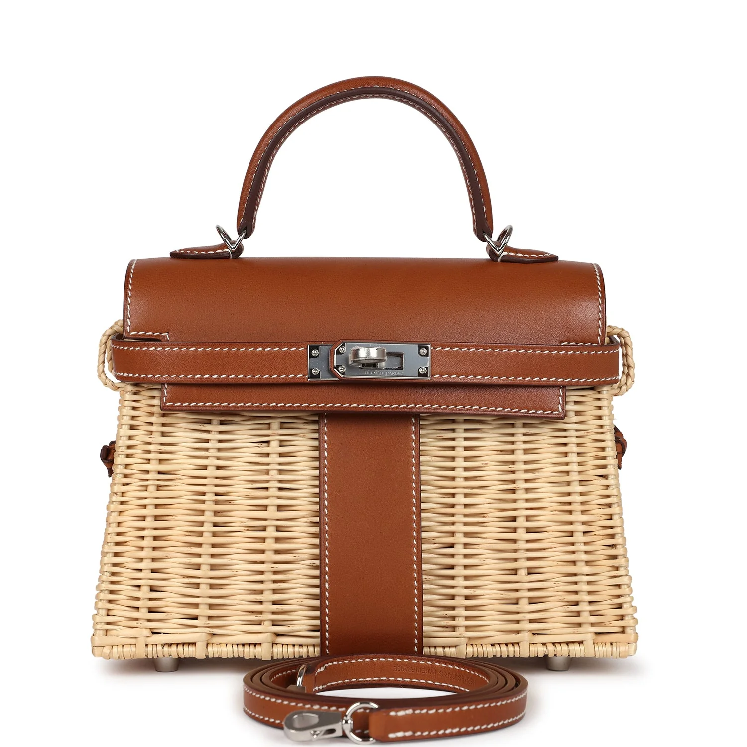 Replicate Hermes Mini Picnic Kelly 20 Fauve Barenia Palladium Hardware(1:1 replica)