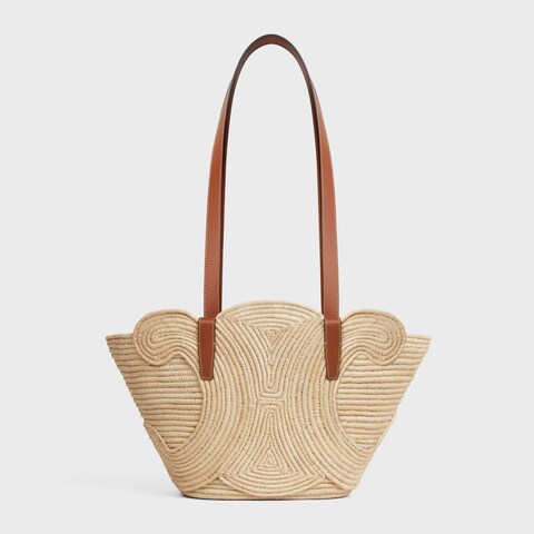 Replicate CELINE CLASSIC PANIER SMALL BRAIDED TRIOMPHE IN RAFFIA AND CALFSKIN(1:1 replica)