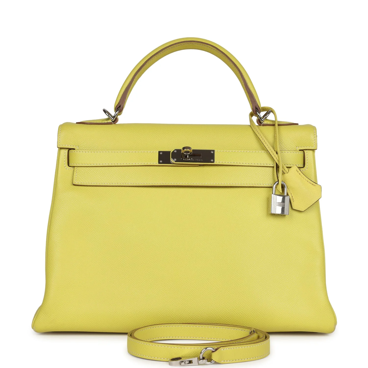 Replicate Hermes Kelly Retourne 32 Lime Candy Epsom Palladium Hardware(1:1 replica)
