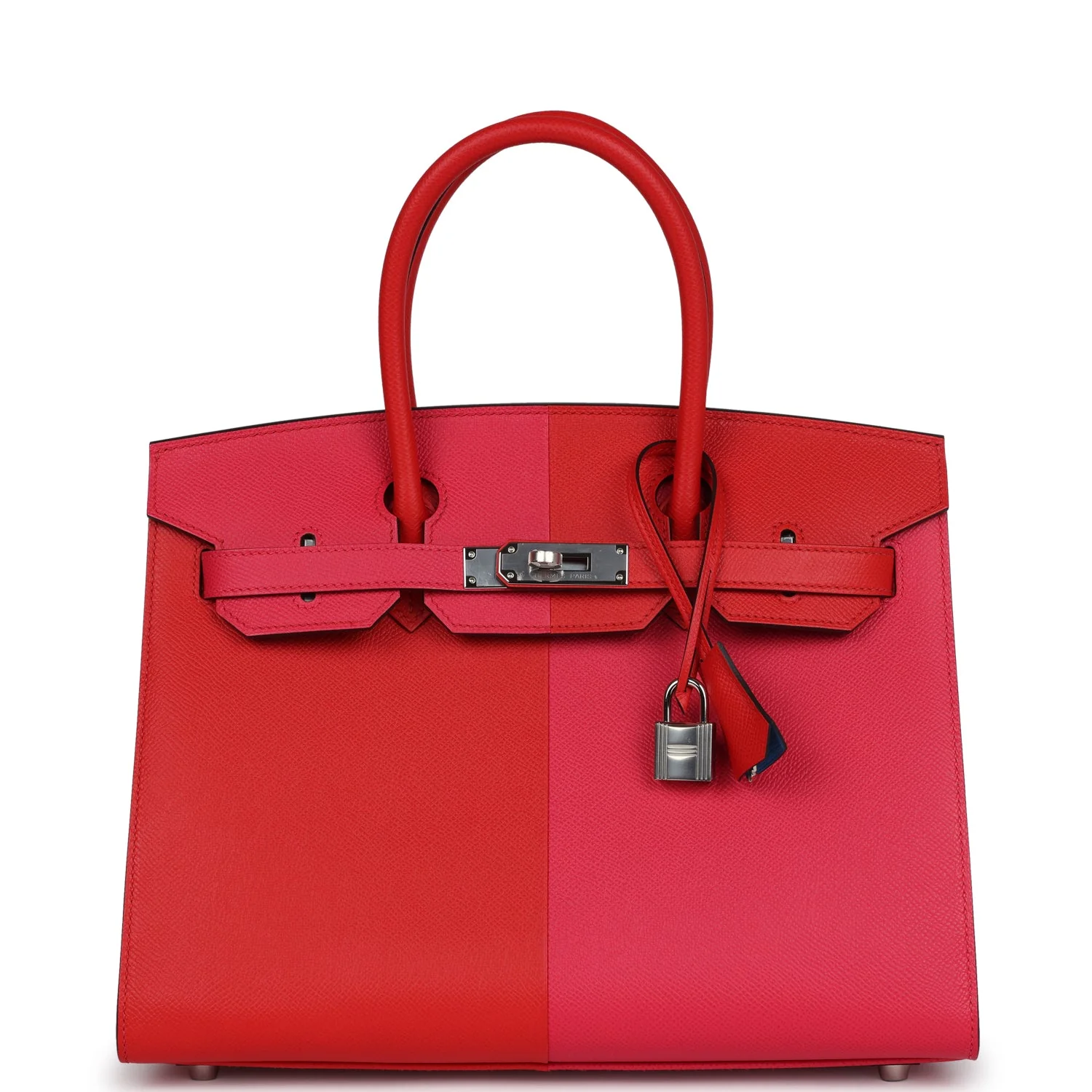 Replicate Hermes Casaque Birkin Sellier 30 Rouge De Coeur and Rose Extreme Epsom Palladium Hardware(1:1 replica)