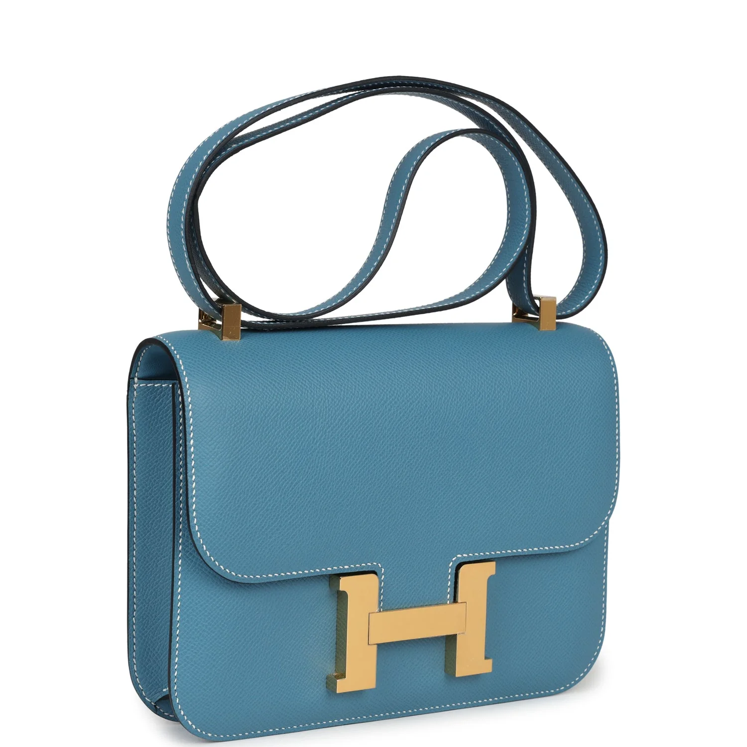 Replicate Hermes Constance 1-24 Blue Jean Epsom Gold Hardware(1:1 replica)