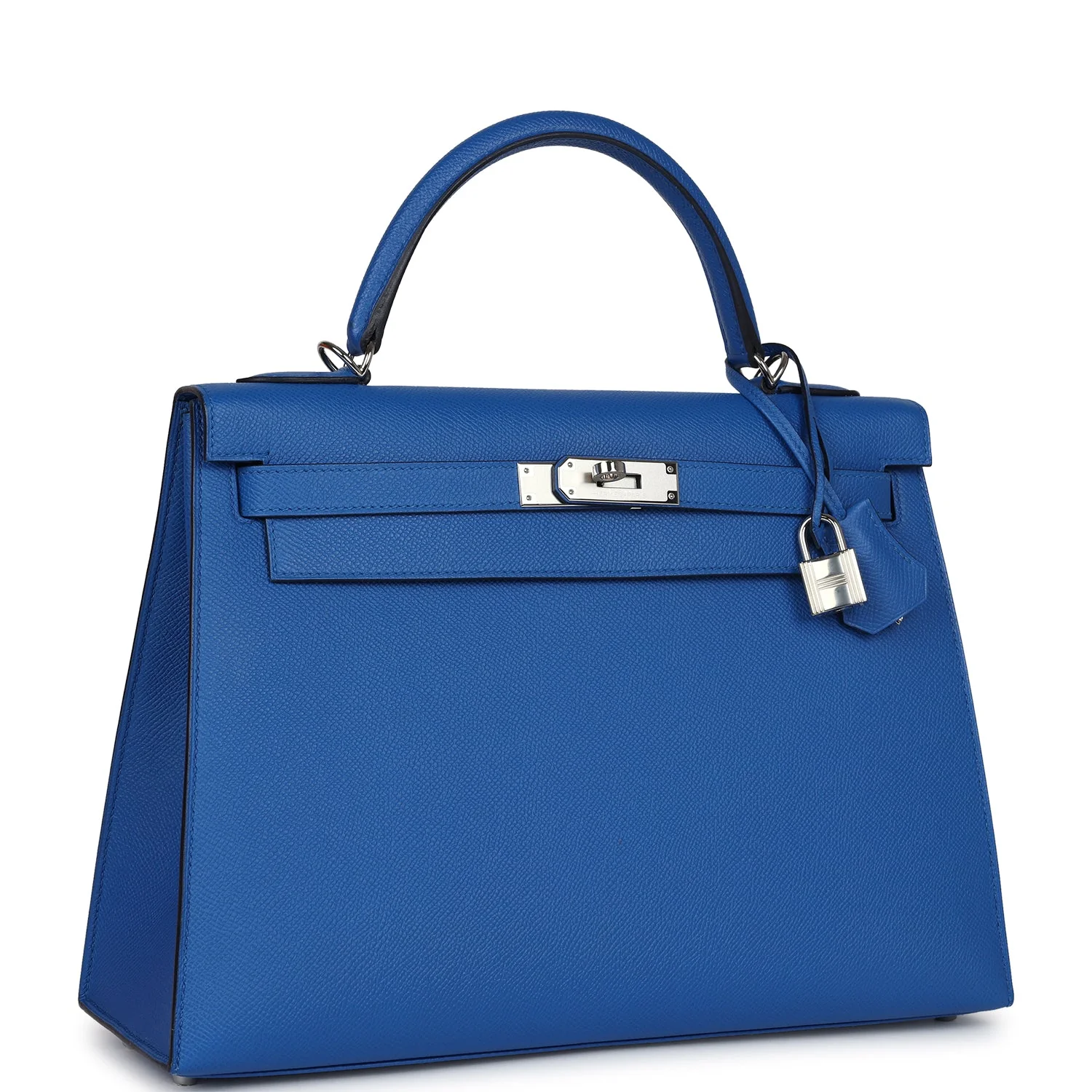 Replicate Hermes Kelly Sellier 32 Bleu France Epsom Palladium Hardware(1:1 replica)